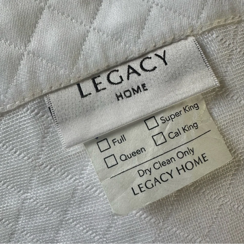 NEW Legacy Home Twin 100% Cotton Quilt Coverlet White Made In USA